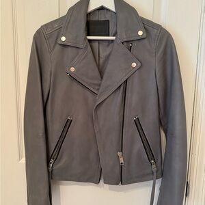 All Saints Charcoal Leather Jacket